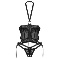 OBSESSIVE Alliane Korsett & Crotchless Thong Schwarz