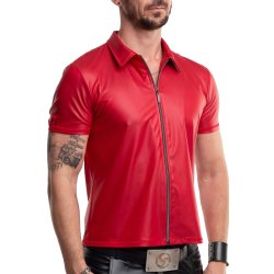 REGNES FETISH PLANET Polo Shirt mit Reissverschluss Rot