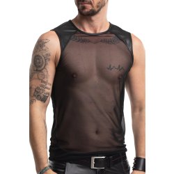 REGNES FETISH PLANET Ärmelloses Mesh T-Shirt Schwarz