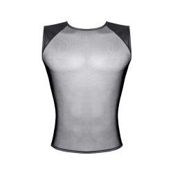 REGNES FETISH PLANET Ärmelloses Mesh T-Shirt Schwarz