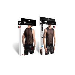REGNES FETISH PLANET Ärmelloses Mesh T-Shirt Schwarz