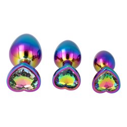 P&L Anal-Plugs mit herzförmiger Ziersteinbasis 3er-Set au Aluminium Multicolor