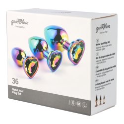 P&L Anal-Plugs mit herzförmiger Ziersteinbasis 3er-Set au Aluminium Multicolor