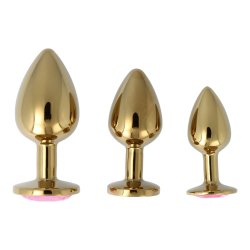P&L Anal-Plugs mit Ziersteinbasis 3er-Set aus Aluminium Gold/Rosé