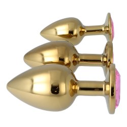 P&L Anal-Plugs mit Ziersteinbasis 3er-Set aus Aluminium Gold/Rosé