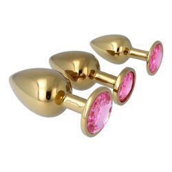 P&L Anal-Plugs mit Ziersteinbasis 3er-Set aus Aluminium Gold/Rosé