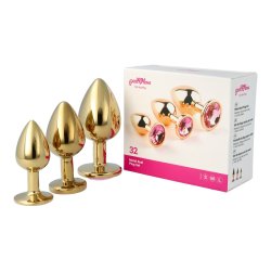 P&L Anal-Plugs mit Ziersteinbasis 3er-Set aus Aluminium Gold/Rosé