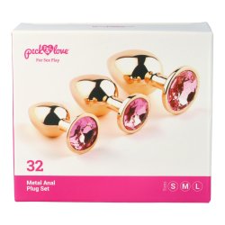 P&L Anal-Plugs mit Ziersteinbasis 3er-Set aus Aluminium Gold/Rosé