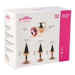 P&L Anal-Plugs mit Ziersteinbasis 3er-Set aus Aluminium Gold/Rosé