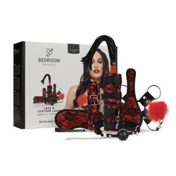 BEDROOM FANTASIES Lace & Leather Look BDSM Kit 9-teilig Rot/ Schwarz