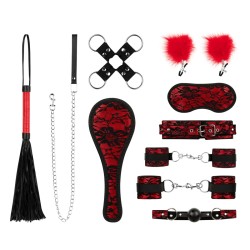 BEDROOM FANTASIES Lace & Leather Look BDSM Kit 9-teilig Rot/ Schwarz