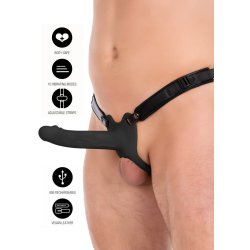 HIDDEN DESIRE Inferno Hollow Vibrating Penis Strap-On 20cm Schwarz