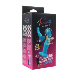 VIRGITE Dildo "Lovely" mit Vibration & Fernbedienung aus Silikon Blau
