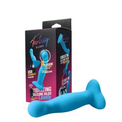VIRGITE Dildo "Lovely" mit Vibration & Fernbedienung aus Silikon Blau