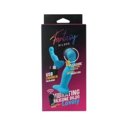 VIRGITE Dildo "Lovely" mit Vibration & Fernbedienung aus Silikon Blau