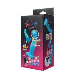 VIRGITE Dildo "Lovely" mit Vibration & Fernbedienung aus Silikon Blau
