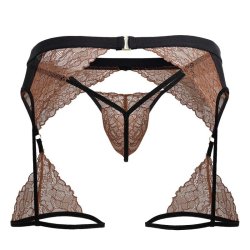 CANDYMAN String et Porte-Jarretelles Moreyo Terracotta
