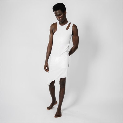 W010609 Tank Top-Kleid Unisex Weiss