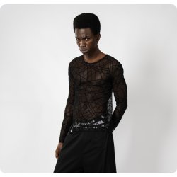 W010609 Mesh-Shirt Langarm Unisex Schwarz