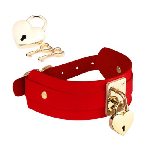 KINKY DIVA Halsband mit Herzschloss One Size Rot/Gold
