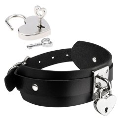 KINKY DIVA Halsband mit Herzschloss One Size Schwarz/Silber