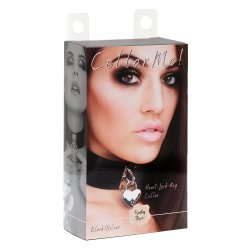 KINKY DIVA Halsband mit Herzschloss One Size Schwarz/Silber