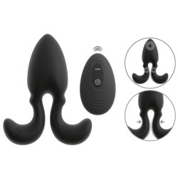 ANOS Vibrating Butt PLug mit flexiblen Armen & Fernbedienung 8 x 3.8cm Schwarz