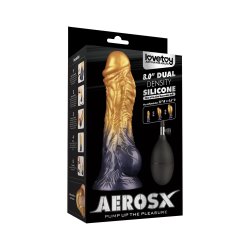 LOVETOY Dual Density Inflatable Dildo Ø 5 cm x 20,3 cm Gold/Schwarz