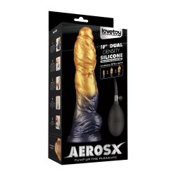 LOVETOY Dual Density Inflatable Dildo Ø 5,6 cm x 25 cm Gold/Schwarz