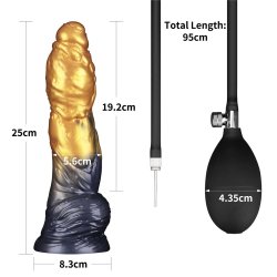 LOVETOY Dual Density Inflatable Dildo Ø 5,6 cm x 25 cm Gold/Schwarz