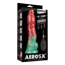 LOVETOY Dual Density Inflatable Dildo Ø 5,6 cm x 25 cm Rot/Grün