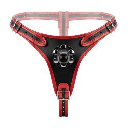 EASY TOYS Triple Dildo Strap-On Harness Schwarz/Rot