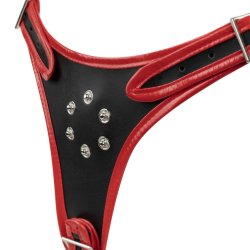 EASY TOYS Triple Dildo Strap-On Harness Schwarz/Rot