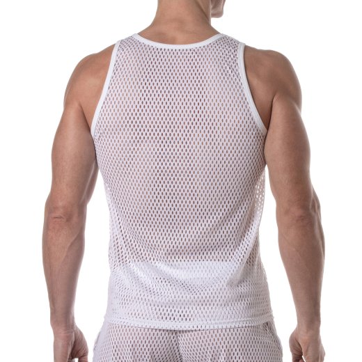 TOF See Through Mesh Tank Top Weiss