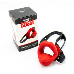 KIOTOS BDSM Vibrating Mouth Gag Silicone Lips & Tongue