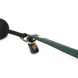 LIEBE SEELE Mossy Chic Ballknebel aus Silikon mit Lederriemen Grün/Schwarz/Gold