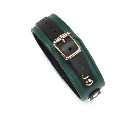 LIEBE SEELE Mossy Chic Lederhalsband mit Leine Grün/Schwarz/Gold