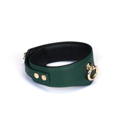 LIEBE SEELE Mossy Chic Lederhalsband mit Leine & Schloss Grün/Schwarz/Gold