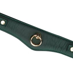 LIEBE SEELE Mossy Chic Lederhalsband mit Leine & Schloss Grün/Schwarz/Gold
