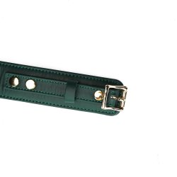 LIEBE SEELE Mossy Chic Lederhalsband mit Leine & Schloss Grün/Schwarz/Gold