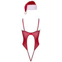 COTTELLI LINGERIE Stringbody "X-Mas" mit Weihnachtsmütze Rot/Weiss