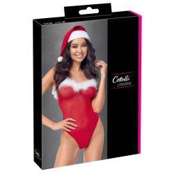 COTTELLI LINGERIE Stringbody "X-Mas" mit Weihnachtsmütze Rot/Weiss
