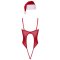 COTTELLI LINGERIE Stringbody "X-Mas" mit Weihnachtsmütze Rot/Weiss