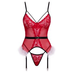 COTTELLI LINGERIE X-Mas Dessous-Set 2-teilig Rot/Weiss Small/Medium