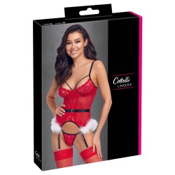 COTTELLI LINGERIE X-Mas Dessous-Set 2-teilig Rot/Weiss Small/Medium