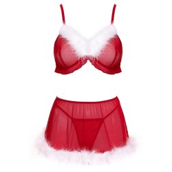 COTTELLI LINGERIE X-Mas Dessous-Set 3-teilig Rot/Weiss