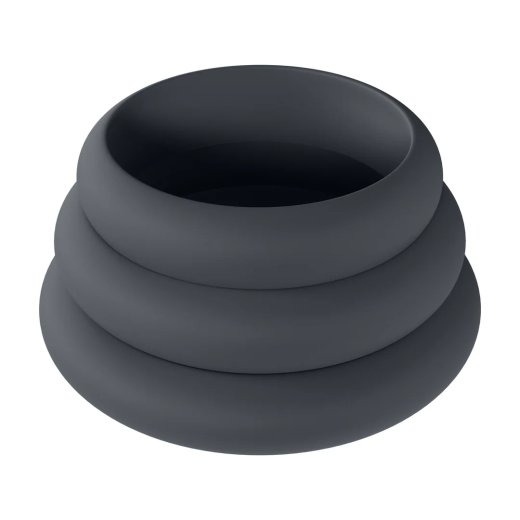 LEVELZ Wide O Silicone Cockring 3er-Set S/M/L Schwarz