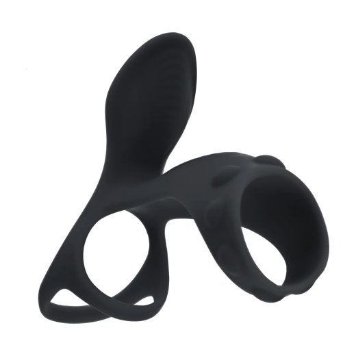 LEVELZ Vibrating Silicone Cock & Ball Ring mit Shaft Loop Schwarz