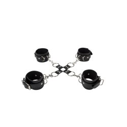OUCH Hand- & Fussfessel-Set aus Leder Schwarz