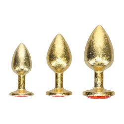 OUCH Milan Collection Analplug 3er-Set aus Aluminium Gold/Rot